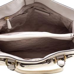 Pre Owned Michael Michael Kors White Leather East West Hamilton Tote