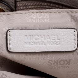 Pre Owned Michael Michael Kors White Leather East West Hamilton Tote