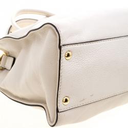 Pre Owned Michael Michael Kors White Leather East West Hamilton Tote