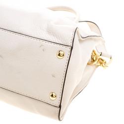 Pre Owned Michael Michael Kors White Leather East West Hamilton Tote