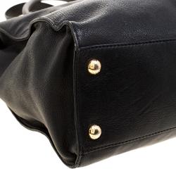 Pre Owned Michael Michael Kors Black Leather East West Hamilton Tote