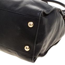 Pre Owned Michael Michael Kors Black Leather East West Hamilton Tote