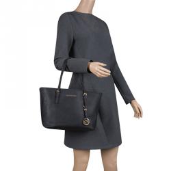 Pre Owned حقيبة يد مايكل كورس جيت سيت جلد أسود