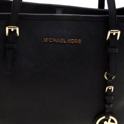 Pre Owned حقيبة يد مايكل كورس جيت سيت جلد أسود