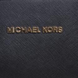 Pre Owned حقيبة يد مايكل كورس جيت سيت جلد أسود