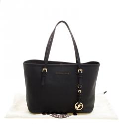 Pre Owned حقيبة يد مايكل كورس جيت سيت جلد أسود