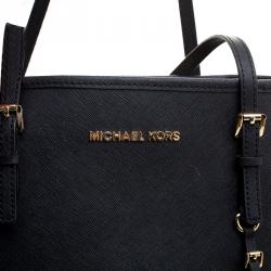 Pre Owned Michael Michael Kors Black Saffiano Leather Jetset Tote