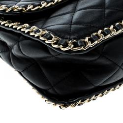 مملوكة مسبقًا حقيبة كتف مايكل كورس قلاب كارين كبيرة جلد مبطنة سوداء