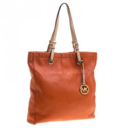 Pre Owned Michael Michael Kors Orange Leather Tote