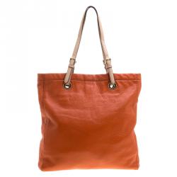 Pre Owned Michael Michael Kors Orange Leather Tote