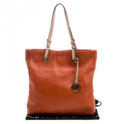Pre Owned Michael Michael Kors Orange Leather Tote