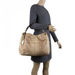 Pre Owned حقيبة مايكل كورس دزرت سكوربيوس كبيرة جلد نقش ثعبان ذهبية ميتالك