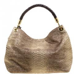 Pre Owned حقيبة مايكل كورس دزرت سكوربيوس كبيرة جلد نقش ثعبان ذهبية ميتالك