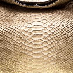 Pre Owned حقيبة مايكل كورس دزرت سكوربيوس كبيرة جلد نقش ثعبان ذهبية ميتالك