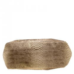 Pre Owned حقيبة مايكل كورس دزرت سكوربيوس كبيرة جلد نقش ثعبان ذهبية ميتالك