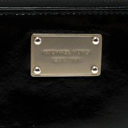Pre Owned Michael Michael Kors Black Patent Leather Jet Set Continental Wallet