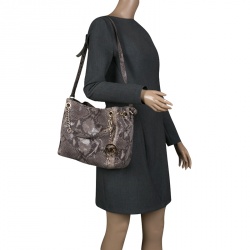 Pre Owned حقيبة يد مايكل مايكل كورس جت ست سلسلة جلد نقش ثعبان سوداء/ بيج