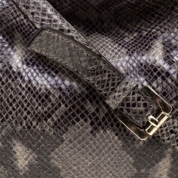 Pre Owned حقيبة يد مايكل مايكل كورس جت ست سلسلة جلد نقش ثعبان سوداء/ بيج