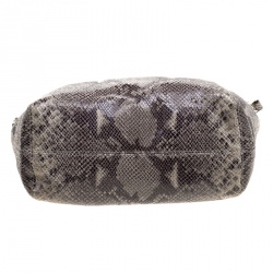 Pre Owned حقيبة يد مايكل مايكل كورس جت ست سلسلة جلد نقش ثعبان سوداء/ بيج