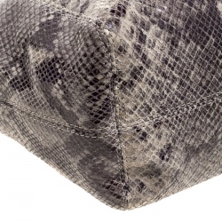 Pre Owned حقيبة يد مايكل مايكل كورس جت ست سلسلة جلد نقش ثعبان سوداء/ بيج