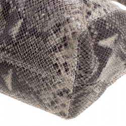 Pre Owned حقيبة يد مايكل مايكل كورس جت ست سلسلة جلد نقش ثعبان سوداء/ بيج