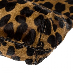 Pre Owned حقيبة كلتش مايكل مايكل كروس شعر عجل نقوش جلد فهد بنية