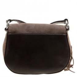 Pre Owned Michael Michael Kors Dark Dune Suede Saddle Crossbody Bag