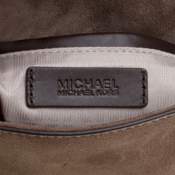 Pre Owned Michael Michael Kors Dark Dune Suede Saddle Crossbody Bag