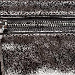 Pre Owned Michael Kors Metallic Grey Leather Fallon Clutch