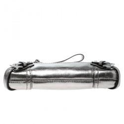 Pre Owned Michael Kors Metallic Grey Leather Fallon Clutch