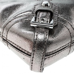 Pre Owned Michael Kors Metallic Grey Leather Fallon Clutch