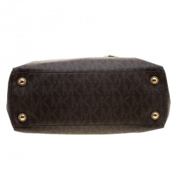 Pre Owned Michael Kors Brown Monogram Coated Canvas Jet Set Tote