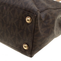 Pre Owned Michael Kors Brown Monogram Coated Canvas Jet Set Tote