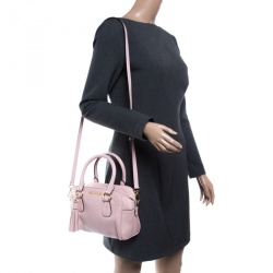 Pre Owned حقيبة مايكل مايكل كورس شراشيب بدفورد جلد وردية فاتحة