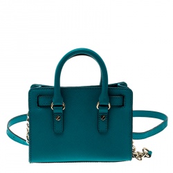 Pre Owned Michael Michael Kors Blue Saffiano Leather Mini Hamilton Crossbody Bag