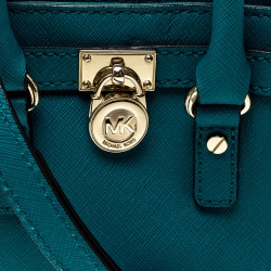 Pre Owned Michael Michael Kors Blue Saffiano Leather Mini Hamilton Crossbody Bag