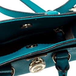 Pre Owned Michael Michael Kors Blue Saffiano Leather Mini Hamilton Crossbody Bag