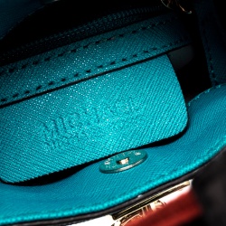 Pre Owned Michael Michael Kors Blue Saffiano Leather Mini Hamilton Crossbody Bag