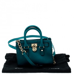 Pre Owned Michael Michael Kors Blue Saffiano Leather Mini Hamilton Crossbody Bag