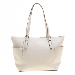 Pre Owned حقيبة يد مايكل مايكل كورس جت ست سحاب علوي جلد سافيانو بيج فاتحة