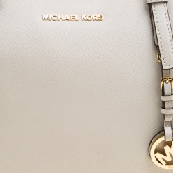 Pre Owned حقيبة يد مايكل مايكل كورس جت ست سحاب علوي جلد سافيانو بيج فاتحة