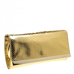 مملوكة مسبقًا حقيبة كلتش مايكل مايكل كورس تيلدا جلد طباعة ثعبان ذهبية ميتالك