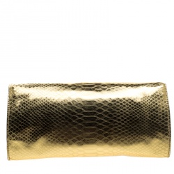 مملوكة مسبقًا حقيبة كلتش مايكل مايكل كورس تيلدا جلد طباعة ثعبان ذهبية ميتالك