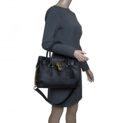 Pre Owned Michael Michael Kors Black Leather Hamilton Tote
