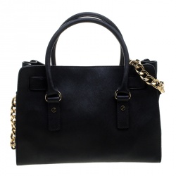 Pre Owned Michael Michael Kors Black Leather Hamilton Tote