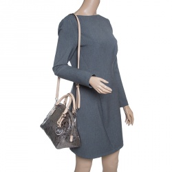 Pre Owned Michael Michael Kors Metallic Grey Mirror Signature Leather Satchel