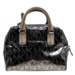 Pre Owned Michael Michael Kors Metallic Grey Mirror Signature Leather Satchel