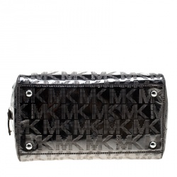 Pre Owned Michael Michael Kors Metallic Grey Mirror Signature Leather Satchel