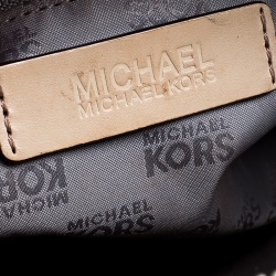 Pre Owned Michael Michael Kors Metallic Grey Mirror Signature Leather Satchel