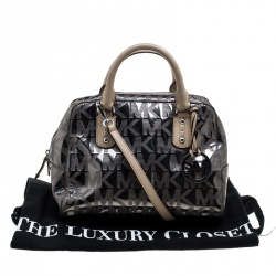 Pre Owned Michael Michael Kors Metallic Grey Mirror Signature Leather Satchel